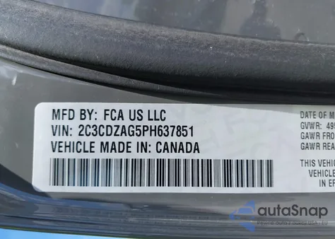 2023 Dodge Challenger Sxt from USA, damaged, VIN 2C3CDZAG5PH637851